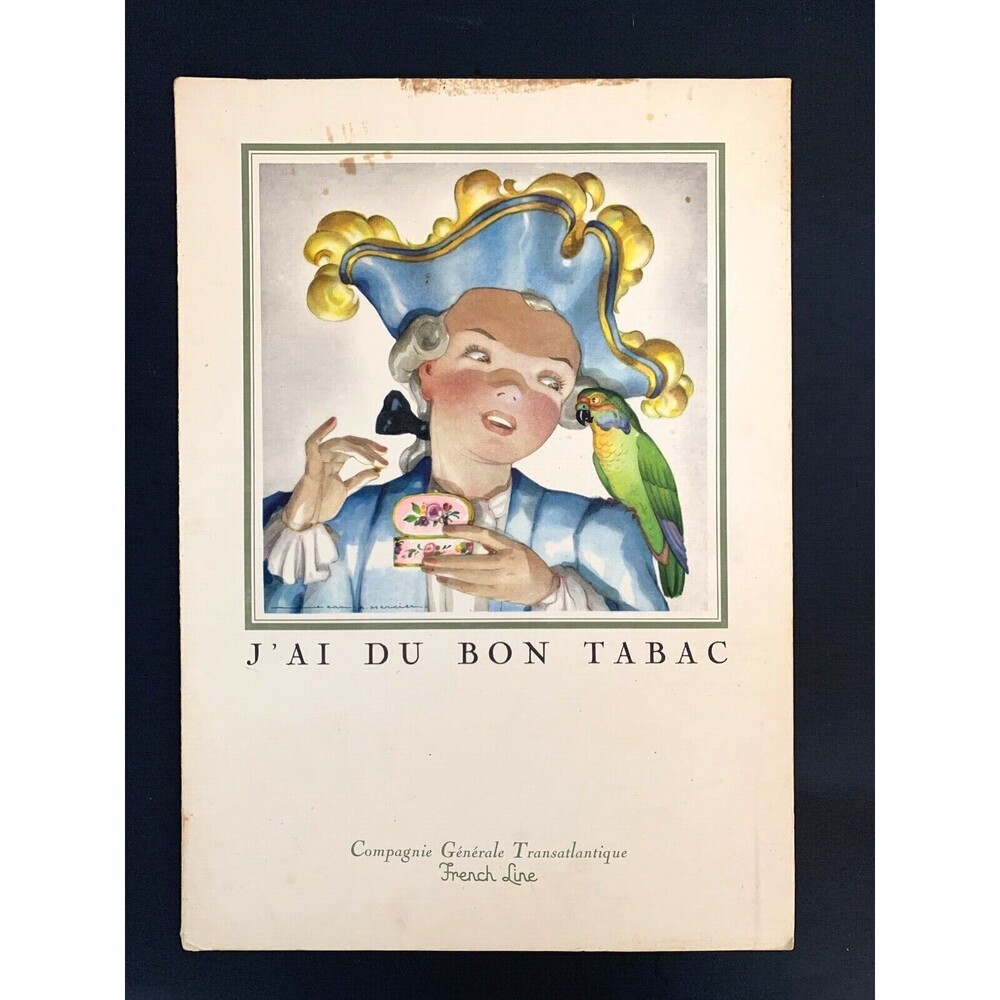 French Line TransAtlantique Dinner Menu & Sheet Music J'ai Du Bon Tabac 1958